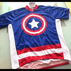 Cycling Jersey Captain America, Red, White, Blue